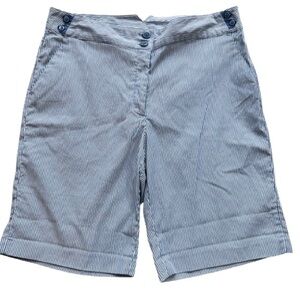 EP Pro Women’s Size 12 Blue White Pinstripe Bermuda Shorts Golf Casual